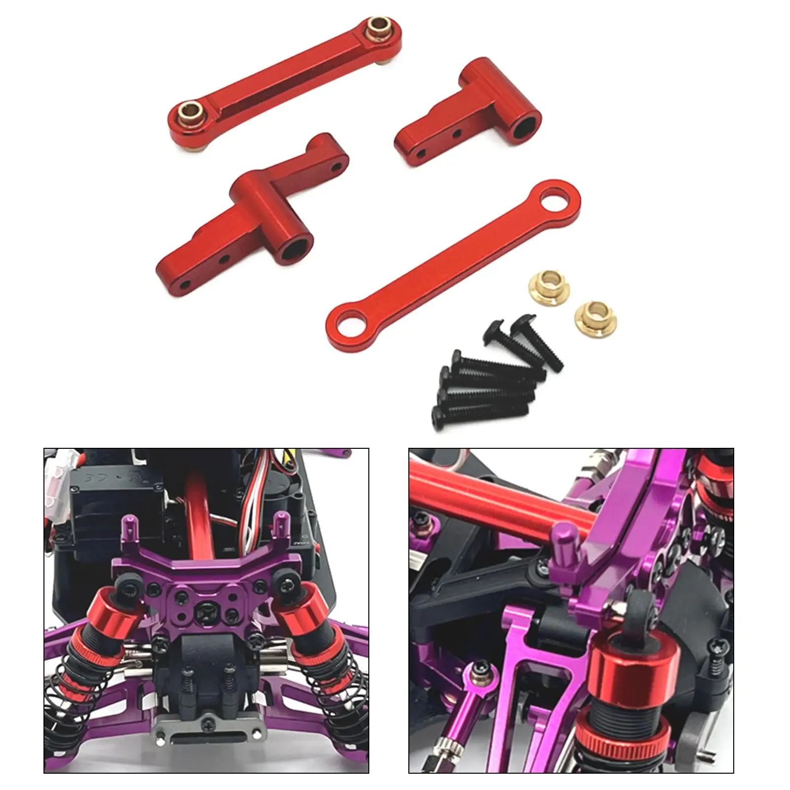 RC Steering Group Assembly High Strength Parts Upgrade Replaces Aluminium Alloy for 1:14 Scale 14209 14210 RC Car Accessory