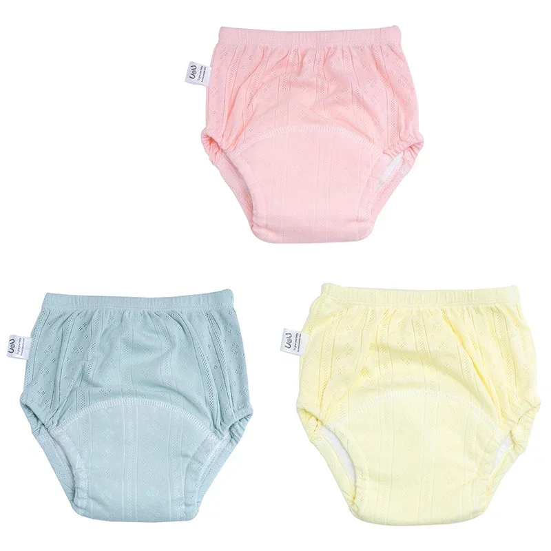 Lote de 3 unidades de pantalones de entrenamiento para recién nacidos, pantalones cortos finos de algodón para bebés, pañales de tela lavables para niños y niñas, pañales reutilizables, bragas infantiles - imagen 4