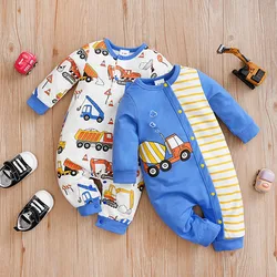 Body bebé manga larga coche azul estampado unisex