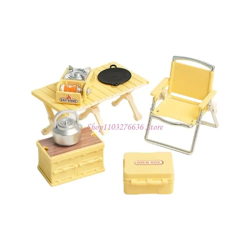 R6FD-Silla Camping en miniatura realista, modelo juego estatuillas para casa muñecas, ajuste escena, fácil - imagen 3