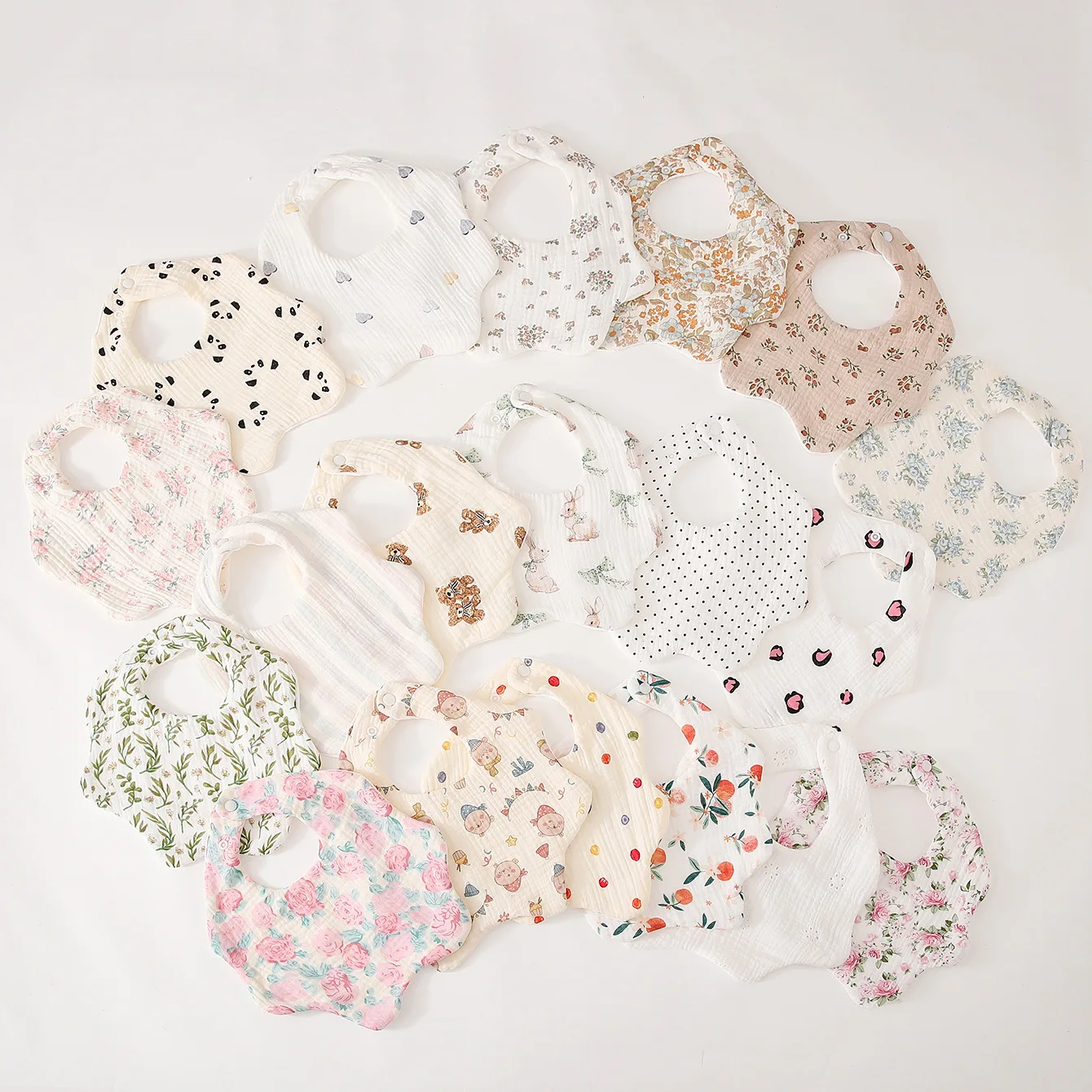 Nuevo babero de gasa de algodón de 6 capas para alimentación de bebé, babero con estampado de pétalos para Saliva, paño suave para eructar para recién nacidos, Baberos para niños pequeños - imagen 2