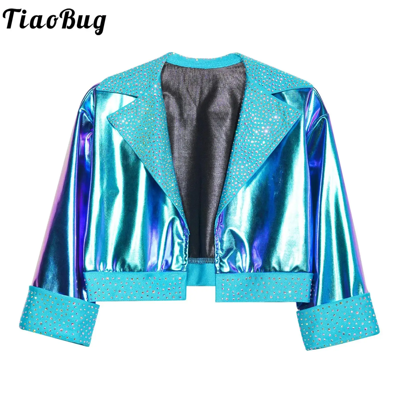 Chaqueta metálica baile Jazz Hip Hop niña – Manga larga strass