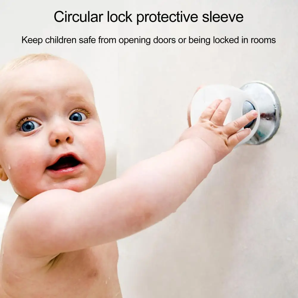 Cubierta de cerradura de diseño Simple, cubiertas de manija de puerta a prueba de niños para seguridad de bebé, Protector de cerradura de puerta de fácil instalación, Juego de 4 acolchados - imagen 4