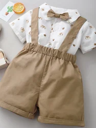 Conjunto infantil estampado tigre con tirantes y lazo 0-2 años