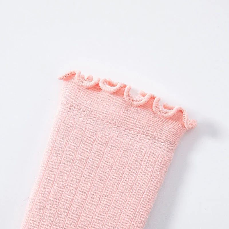 Medias de algodón de Color sólido para niñas y niños, medias suaves de princesa para Yoga hasta la rodilla, tiras largas, calcetines con volantes, ropa barata - imagen 4