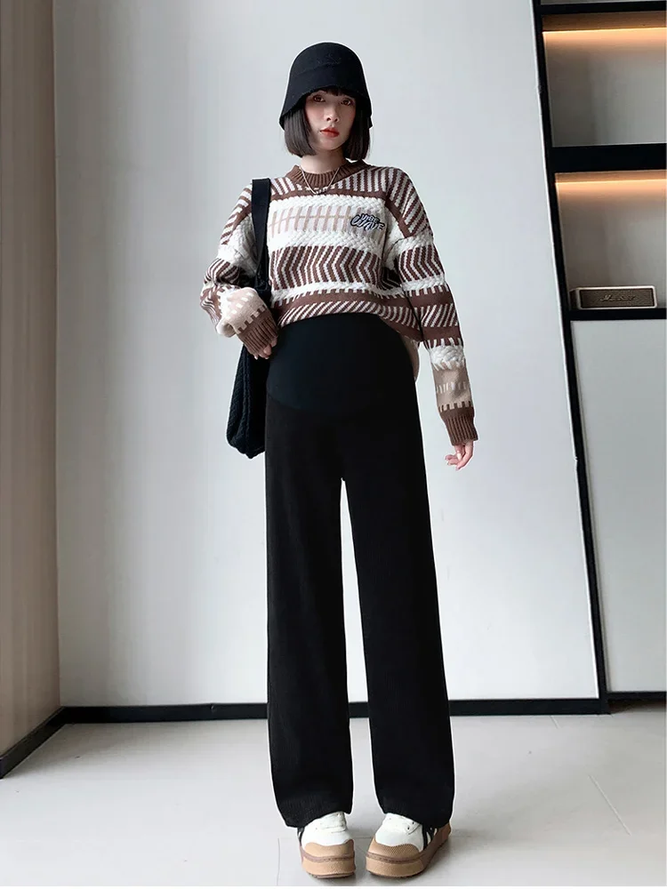Pantalones premamá cintura alta pierna ancha – Moda embarazo cómoda - imagen 3