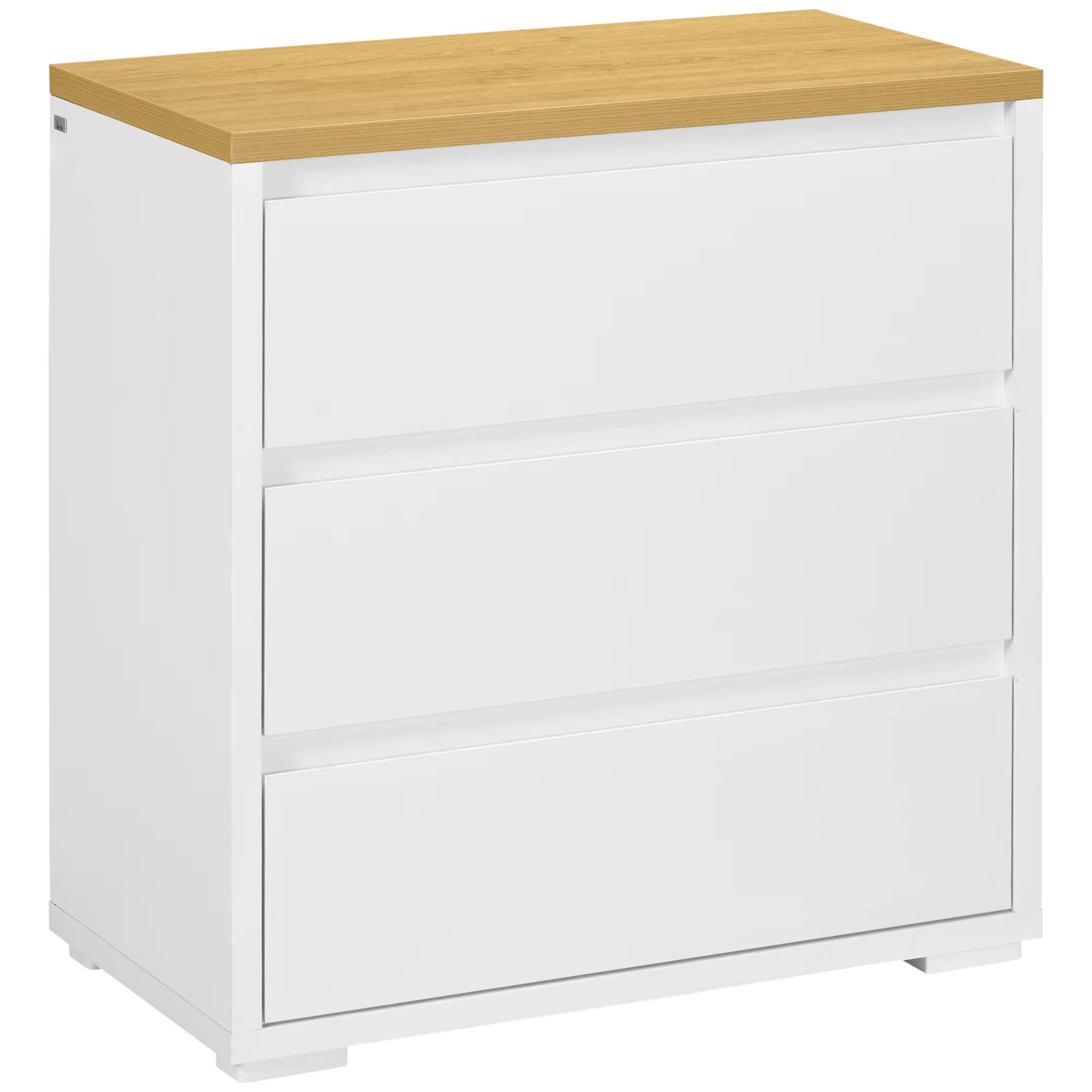 HOMCOM Cómoda 3 Cajones, Cómoda Dormitorio sin Tiradores, Cajonera para Salón, Oficina, Estilo Moderno, 70x37x75 cm, Blanco