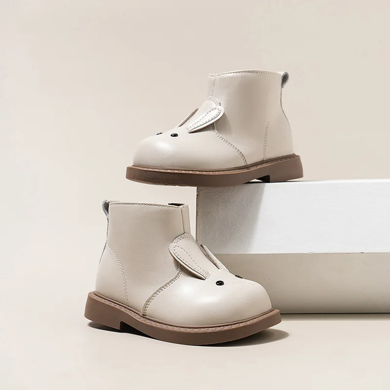 Botas de moda para niña, botas nuevas de invierno para mujer, botas de otoño para niño, botas bonitas de conejo, botas desnudas a la moda para niña, botas de estilo británico para niña 2025 - imagen 2