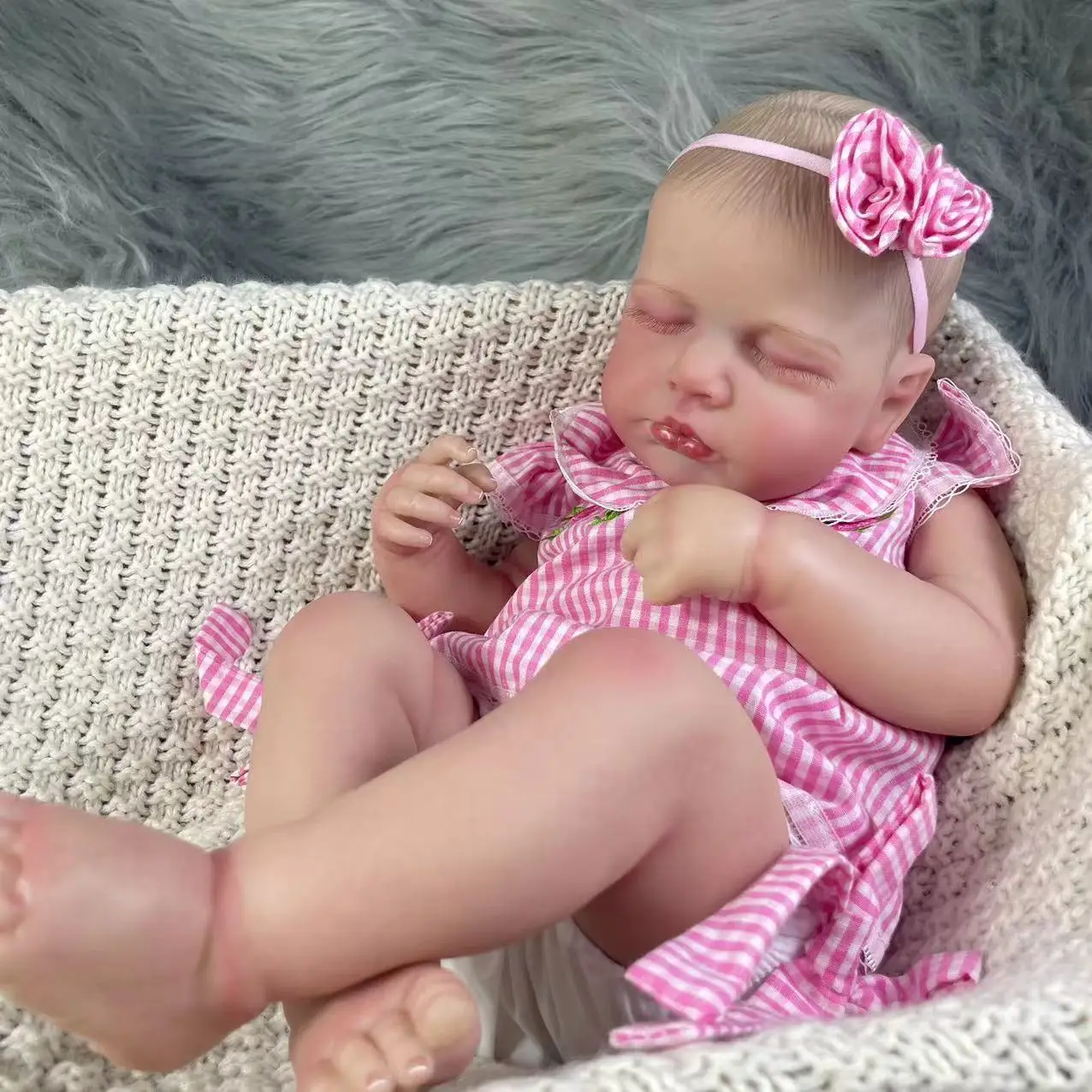 50CM adorables muñecas Reborn terminadas LouLou Twins Girl realista silicona vinilo recién nacido piel 3D juguete hecho a mano regalo de Navidad - imagen 4