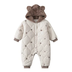 Mameluco bebé con capucha de oso y estrellas - Abrigo invierno unisex