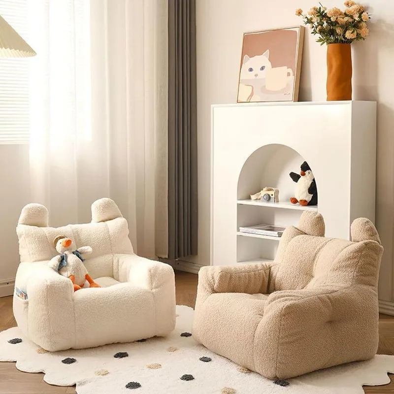Sofá infantil sherpa con bolsillo – Asiento cómodo para niños - imagen 3