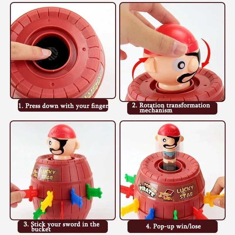 Juguetes interactivos para padres e hijos, divertidos juguetes de cubo pirata, tablero de juego de pirata para saltar con espada - imagen 5