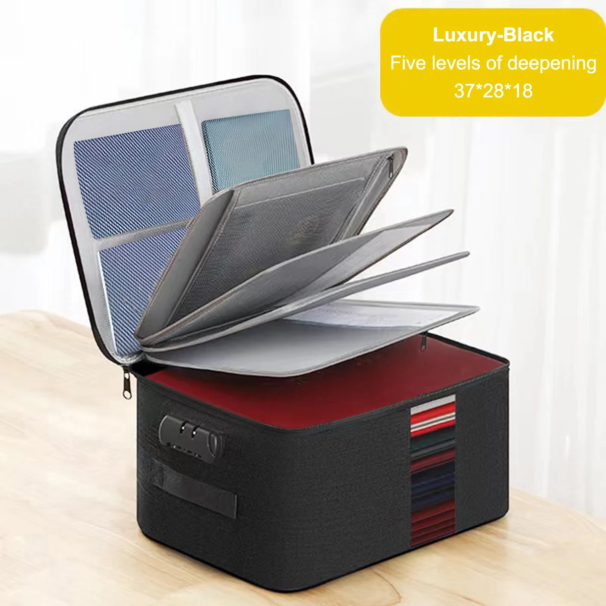 Estuche para documentos de 5 capas con cerradura cerrado