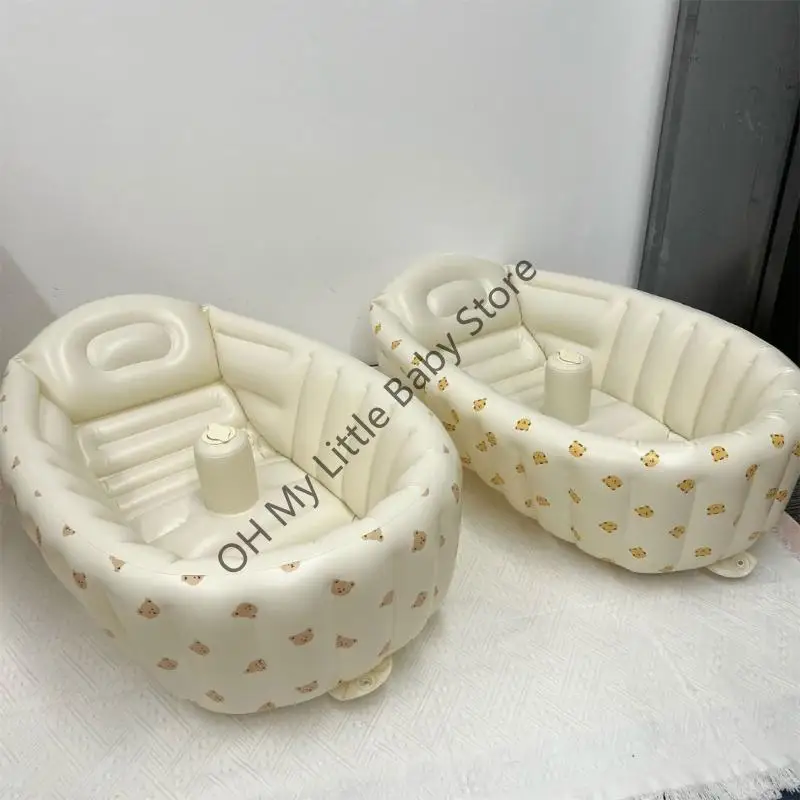 Bañera inflable para recién nacido M76C 35 pulgadas, bañera portátil para bebé con estampado Unisex, piscina viaje - imagen 3