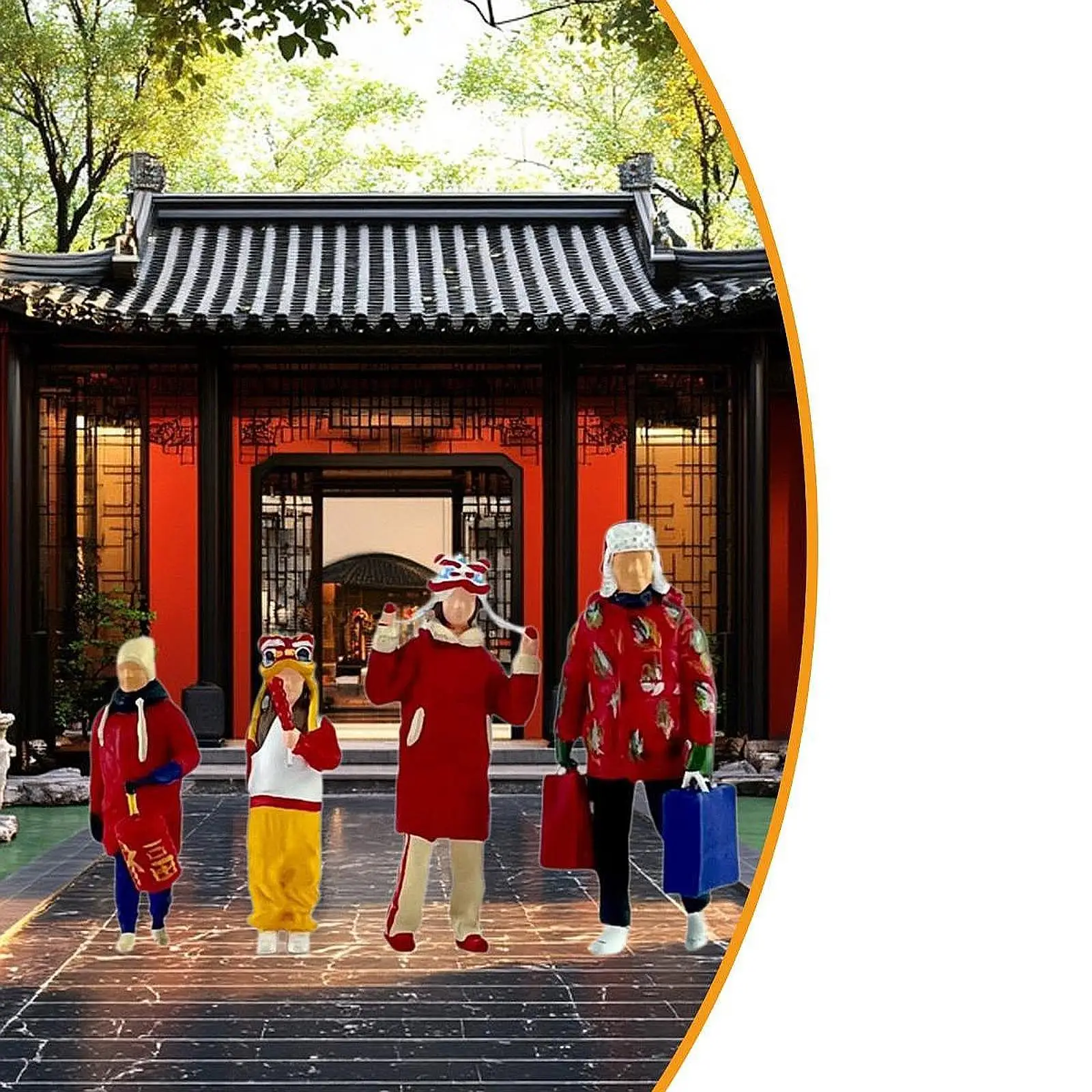4x 1:64 Scale Diorama Family Figures Creative New Year Characters Miniatures 4x 1:64 Scale Diorama Family Figures Creative New Year Characters Miniatures