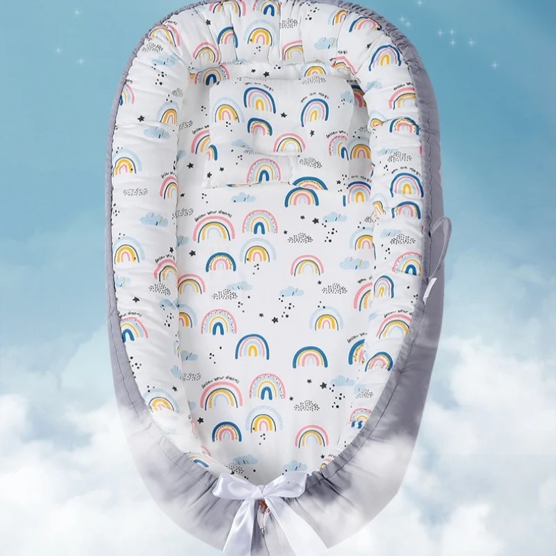 Moisés portátil antiarrugas para bebé, cama infantil de algodón lavable para recién nacidos, nido para dormir transpirable de 4 estaciones con núcleo de esponja - imagen 5