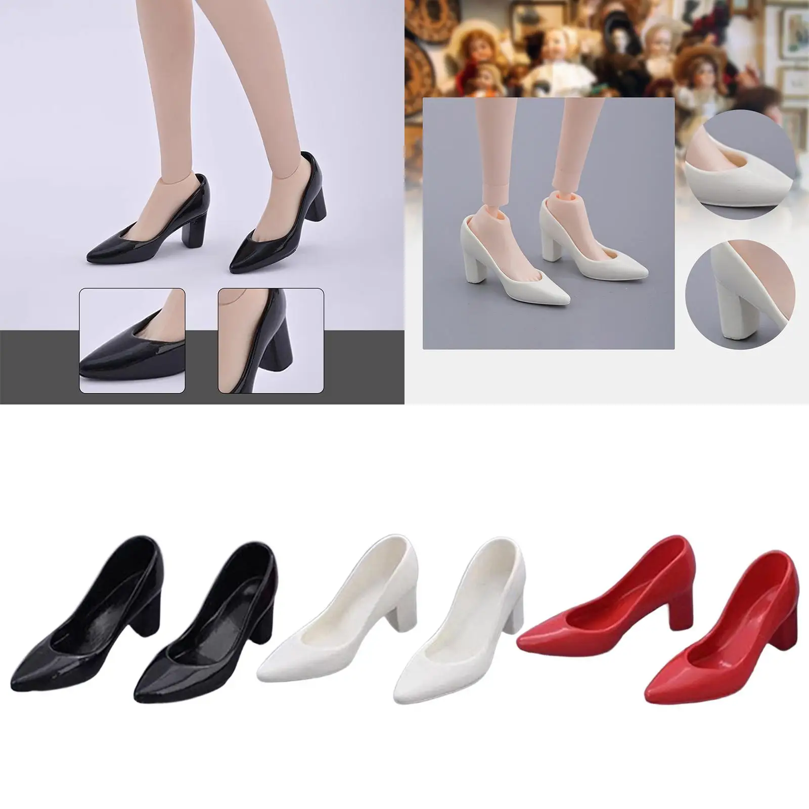 1/6 Scale BJD Doll Shoes BJD Doll Accessories Costume Cosplay Stylish Decoration Mini High Heeled Shoes for 12 inch Figure Body