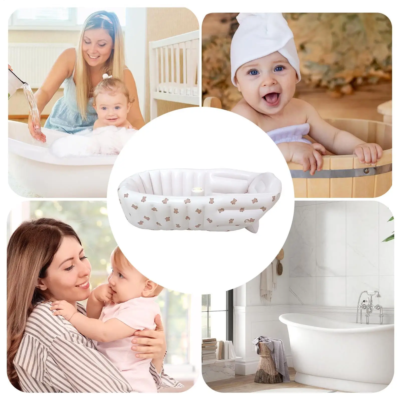 Bañera inflable para bebé, baño portátil para bebé, soporte ergonómico plegable, asiento de piscina para fregadero, baño de playa para juegos acuáticos al aire libre de verano - imagen 4