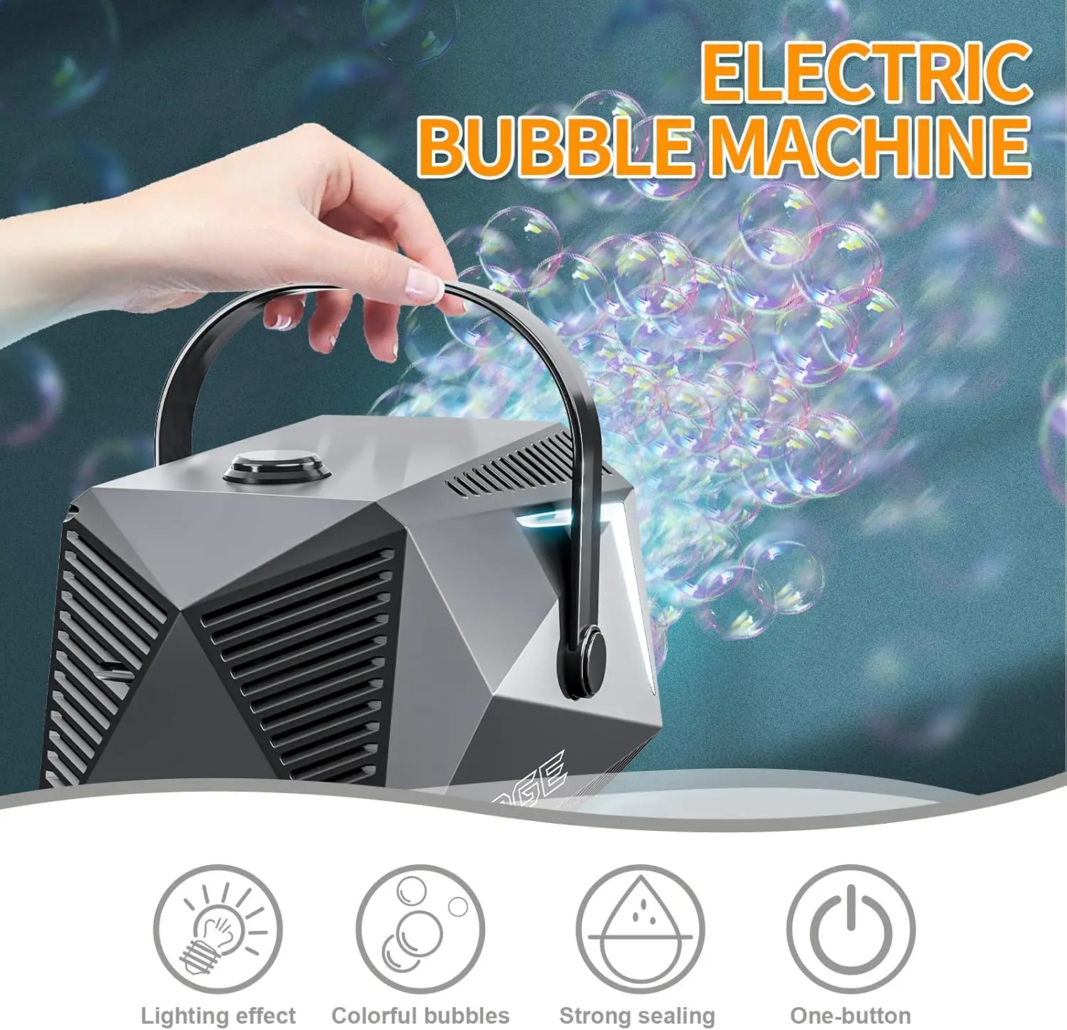 Máquina de burbujas eléctrica, iluminación de escenario, juguete de mano de gran capacidad, soplado automático para fiestas de boda al aire libre, juguetes, juego de Navidad - imagen 3