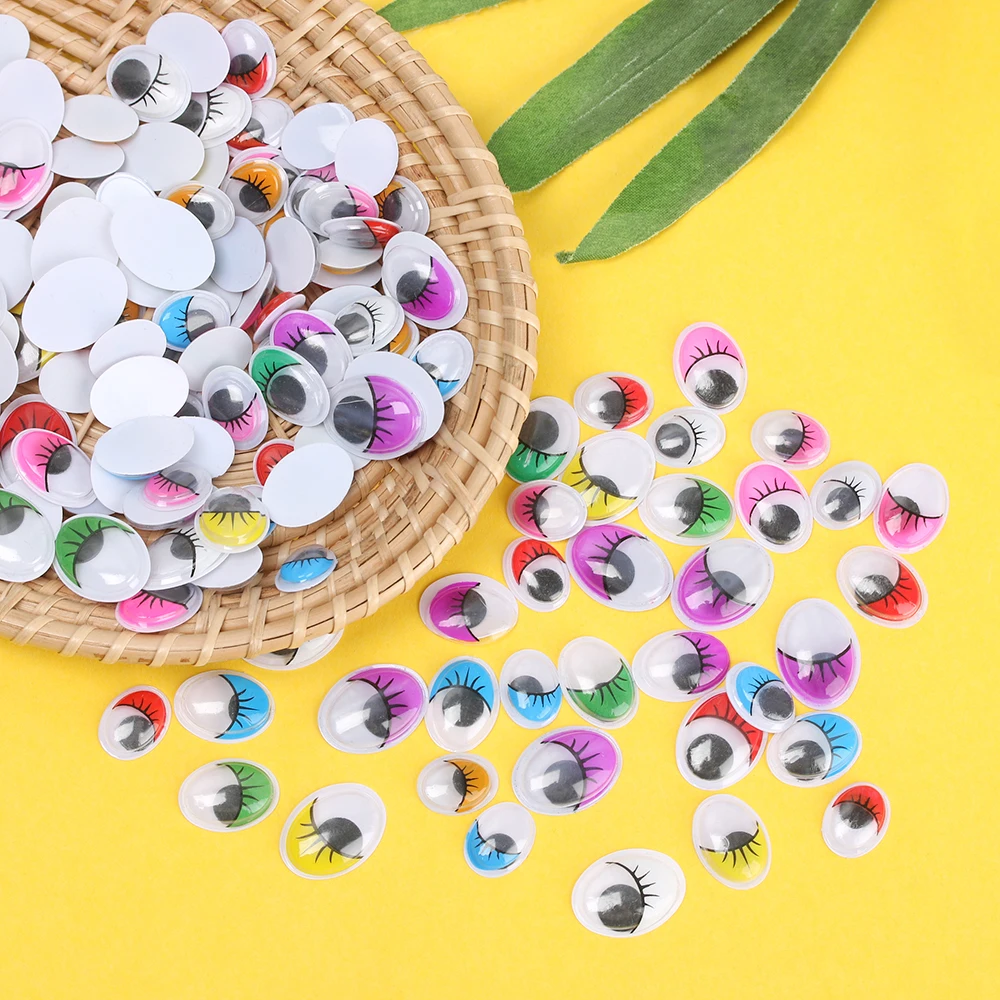 100 Uds. Ojos de animales de plástico Wiggling ojos de muñeca 3D ojos móviles ovalados para juguetes DIY muñecas de peluche accesorios de juguete hechos a mano - imagen 3