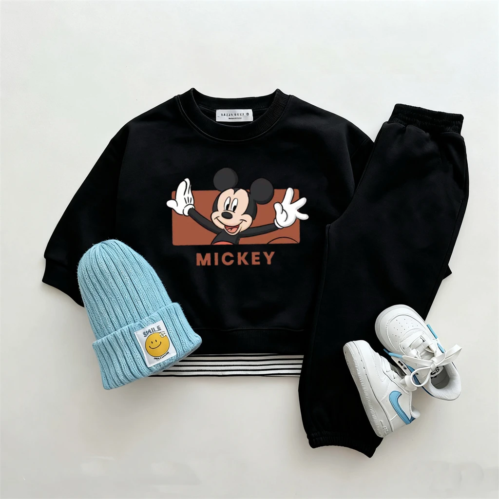 Disfraz de dibujos animados para niños, sudaderas encantadoras de manga larga, pantalones negros, trajes de principios de otoño 2025, nuevos conjuntos de colores sólidos para niños pequeños - imagen 5