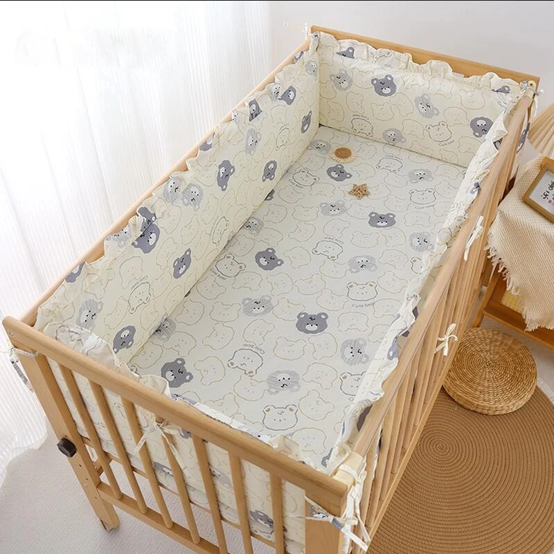 Juego de ropa de cama con estampado para niños, sábanas de algodón puro, encaje grueso, parachoques, suave, agradable para la piel, dibujos animados - imagen 5