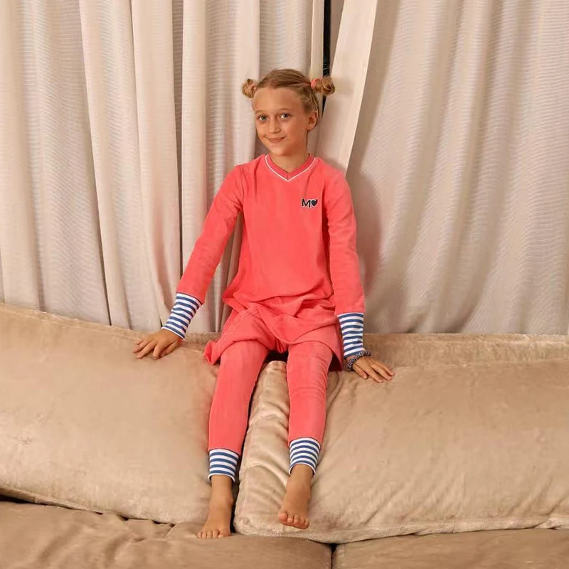 Pijamas a juego familia azul y rosa para bebé y niña - imagen 3