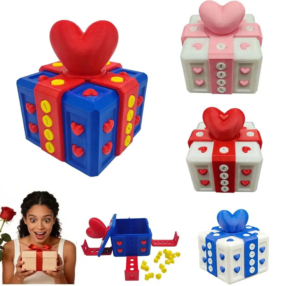 Caja de Regalo Divertida y Annoying, Caja de Rompecabezas Creativa y Novedosa, Adorno con Figuras Impresas en 3D, Caja de Almacenamiento con Forma de Corazón para Bromas, Juguete Antiestrés