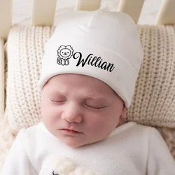Gorro recién nacido personalizado algodón monograma a prueba de viento