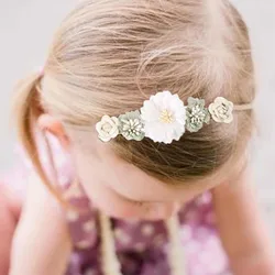Diademas con flores para bebés – Banda elástica de nailon