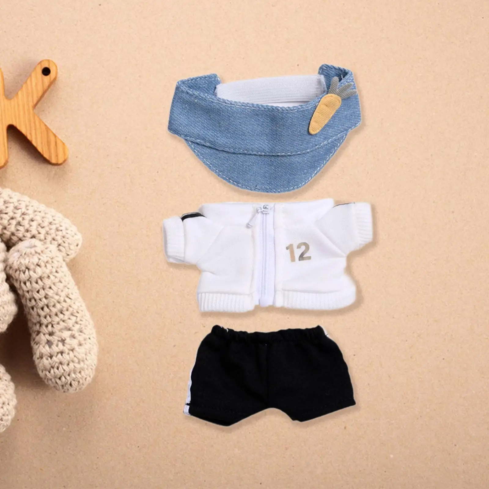 Plush Doll Top and Pants Doll Clothing Coordination Flexibility Fashion Hands on for Kids Birthday Gift DIY Dress up with Cap
