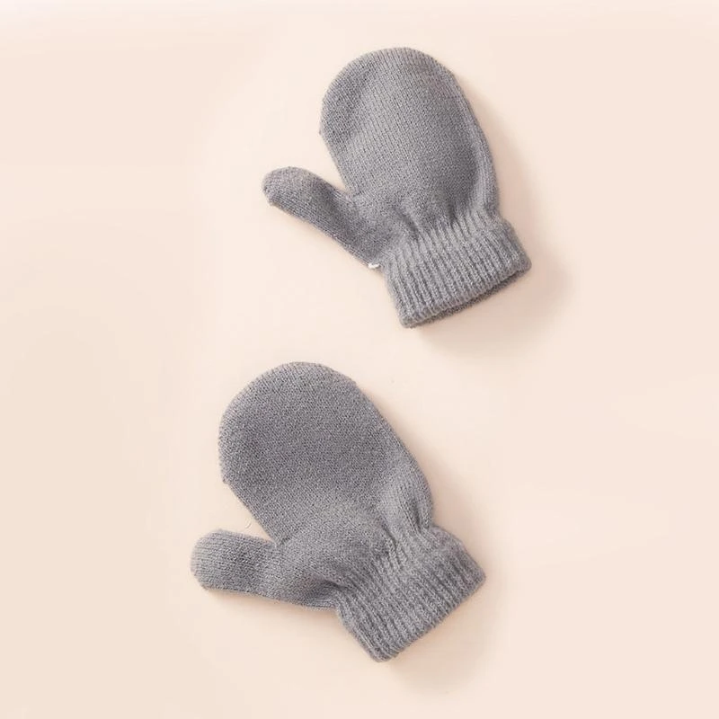 M76C invierno cálido bebé sombrero Color sólido guantes conjunto gorros bola piel manoplas niños niñas niños - imagen 4
