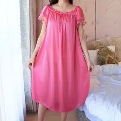 Camisón largo seda de hielo cuello en V – Pijama suelto tallas grandes