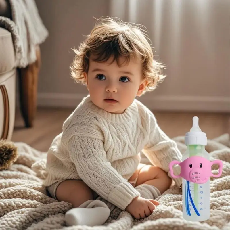 taza silicona calidad alimentaria D7YD, agarre fácil con patrón elefante - imagen 3