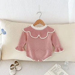MILANCEL Body de bebé niña de punto de otoño con cuello hoja loto