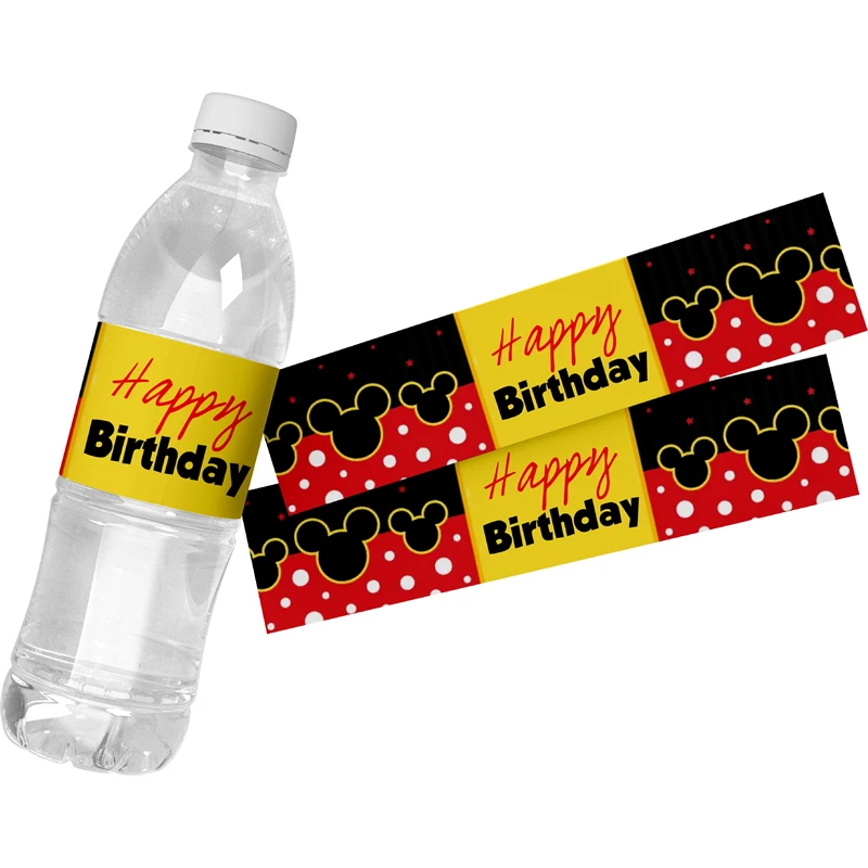 24 Uds. Etiquetas para botellas de agua de Mickey Mouse, pegatinas de dibujos animados, barra de dulces, Baby Shower, cumpleaños, boda, evento, decoraciones para fiestas - imagen 4