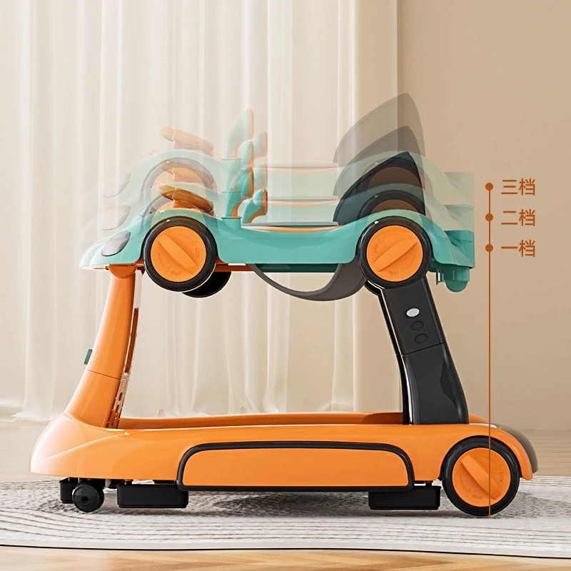 Andador de bebé multifuncional, andador de altura ajustable anti-pierna, carrito asistente de cochecito de bebé, juguetes con luces LED musicales - imagen 3