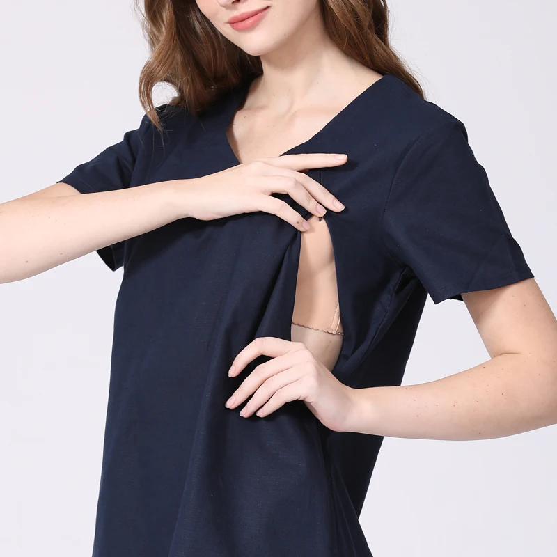 Vestido de maternidad verano lactancia volantes algodón lino - imagen 3