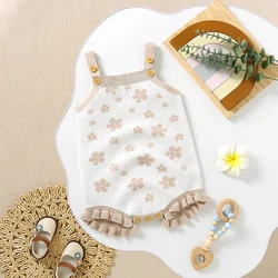 Mono floral de algodón sin mangas para bebé niña primavera