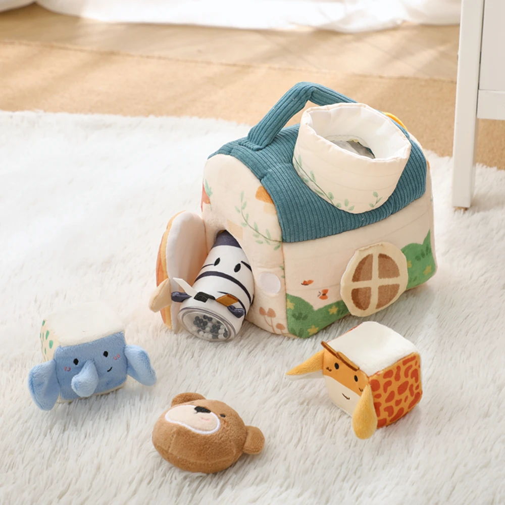 Juguete Montessori de granja simulada suave, casa mágica, ejercicio de los dedos, juego ocupado, muñeca Animal, caja sensorial para chico, regalo educativo divertido - imagen 4