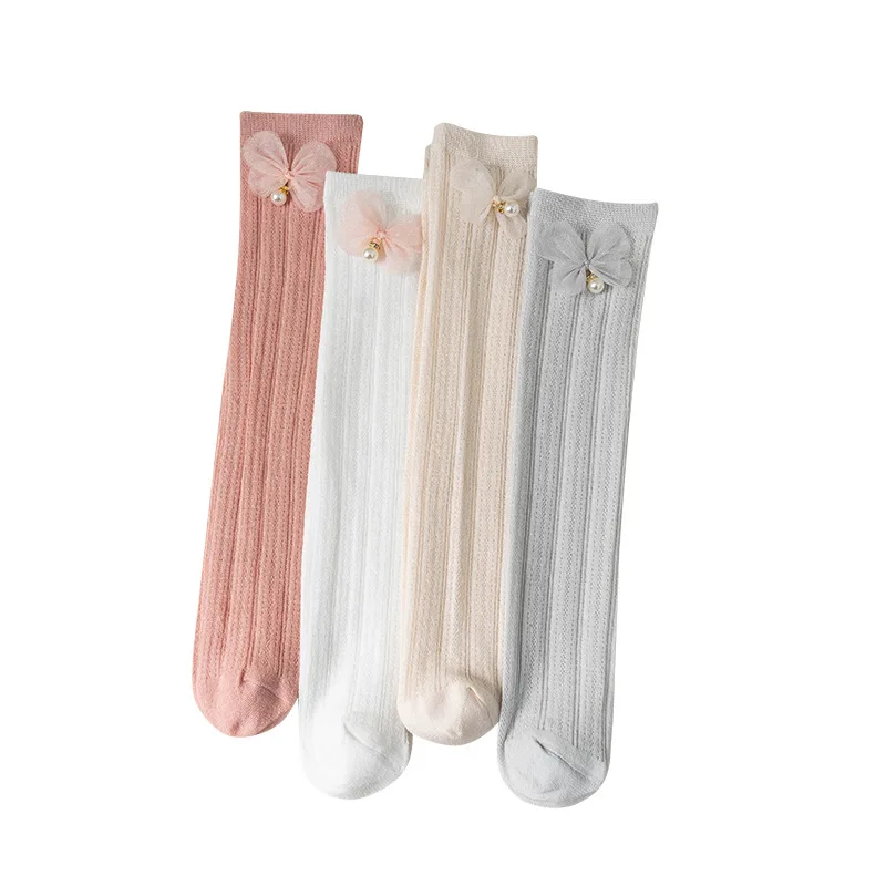 Calcetín para niñas de 3 a 8 años, bonito calcetín de pantorrilla con lazo de dibujos animados para niños, calcetines escolares transpirables de malla fina de verano, accesorios de ropa - imagen 5