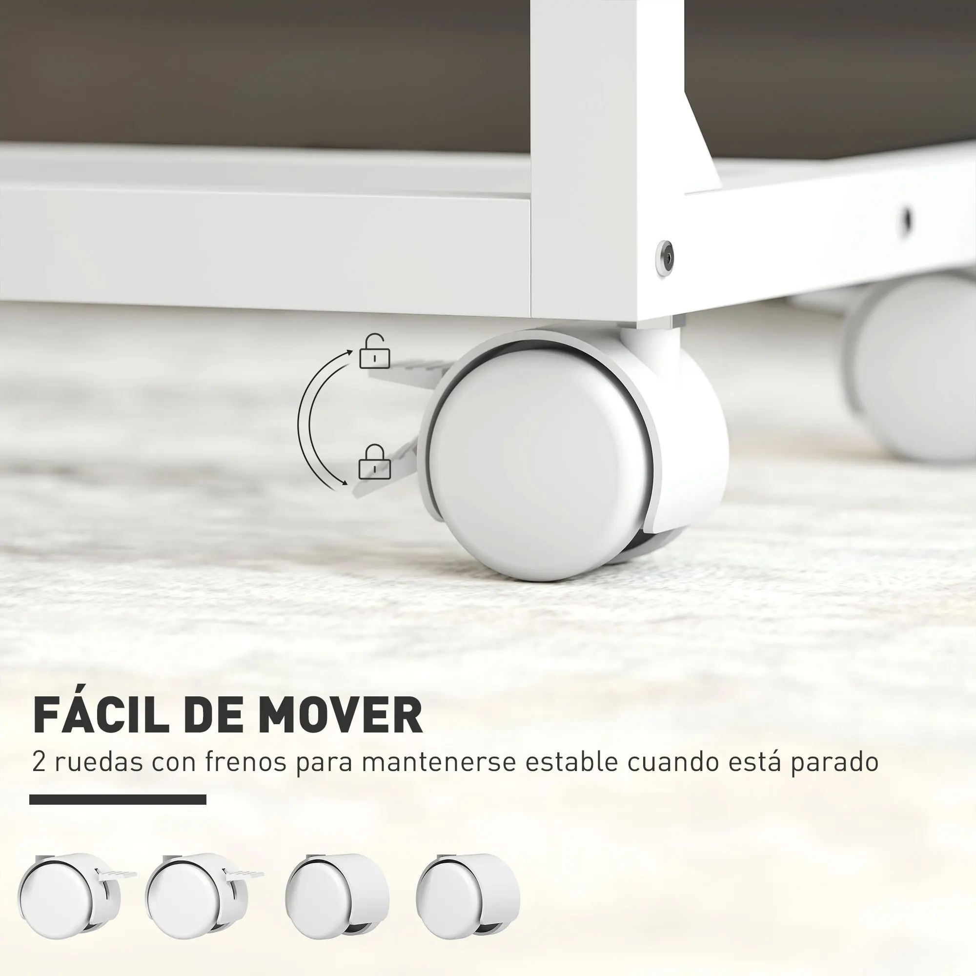 HOMCOM Mesa Auxiliar con Ruedas Mesa para Sofá con Altura Ajustable Superficie Inclinable y Marco de Metal para Dormitorio Salón Oficina 55x36x62,5-82,5 cm Roble - imagen 4