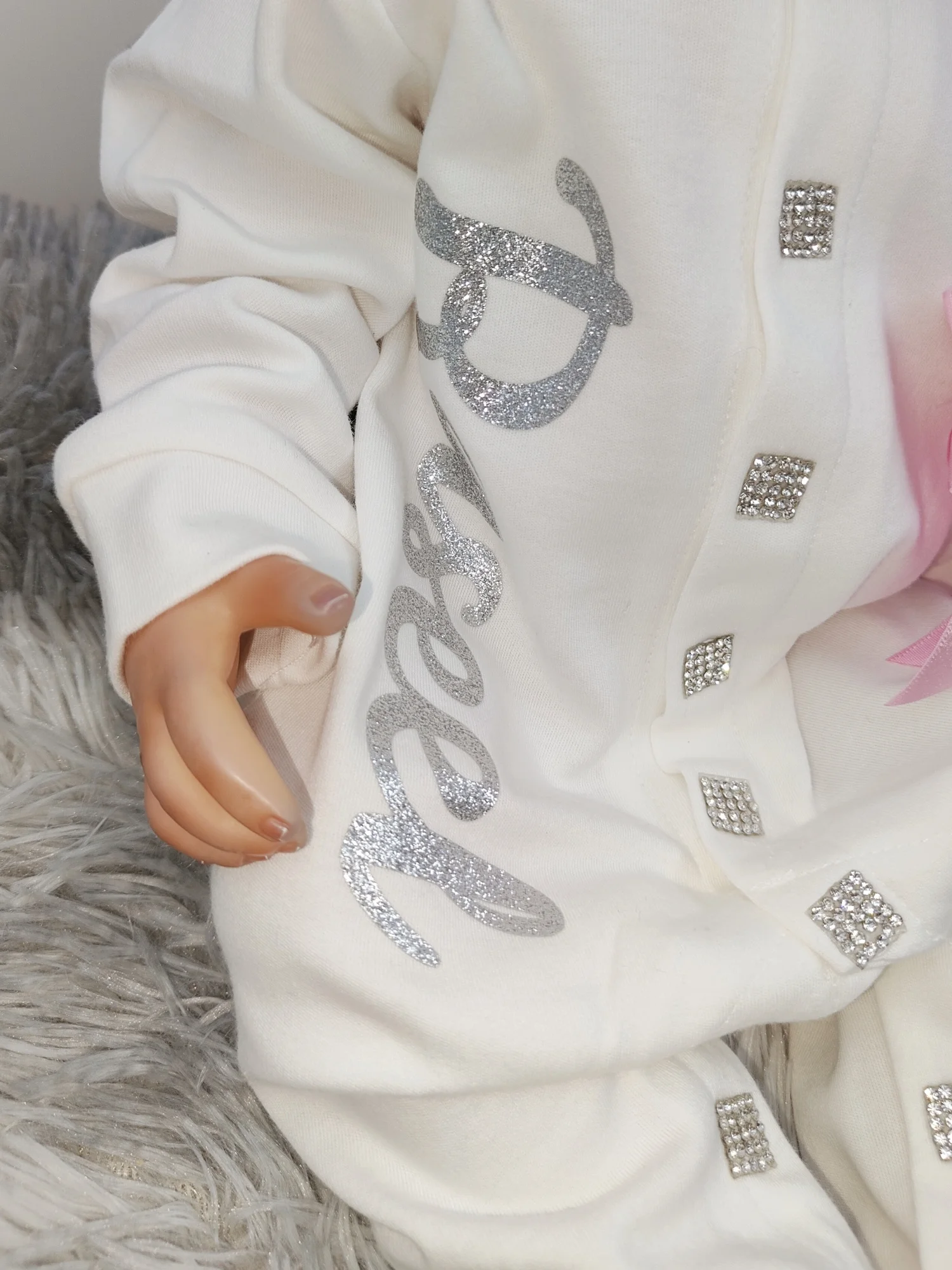 Pajarita rosa del Oriente Medio Nombre personalizado Personalización exclusiva navideña Super Atmósfera Conjunto brillante de ensueño - imagen 5