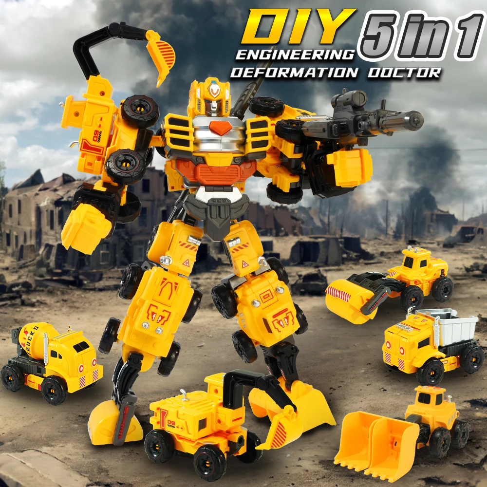 Robot transformable vehículos de construcción para niños – Desmontable