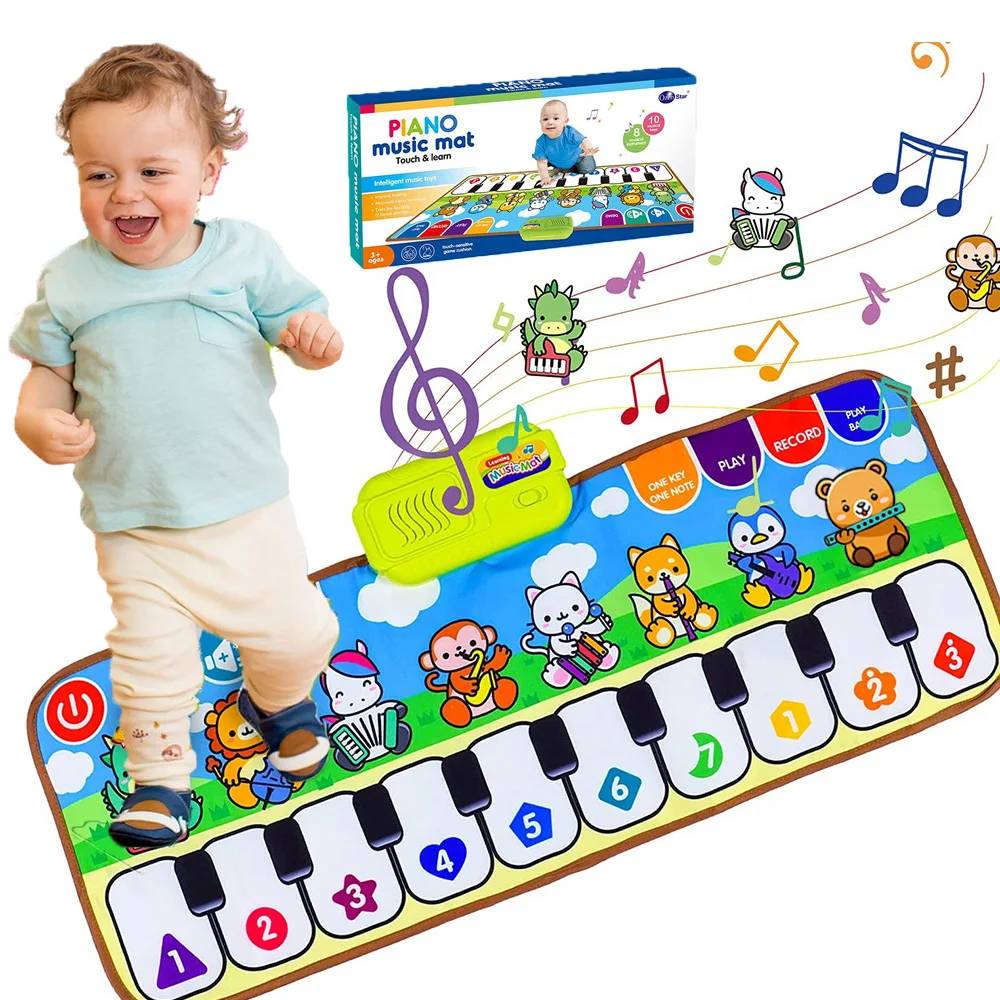Alfombrilla fitness con teclado de animales y piano para bebés niños
