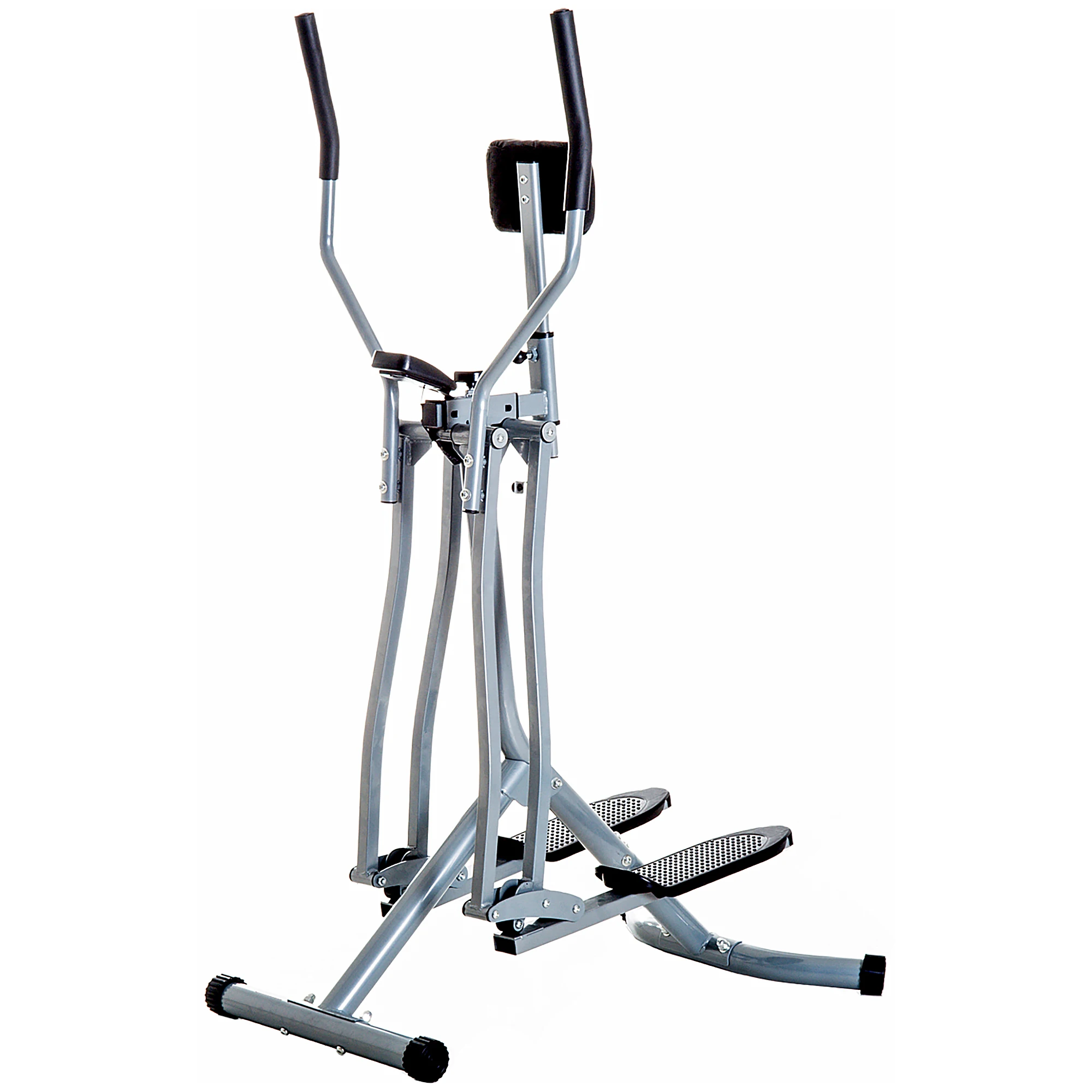 HOMCOM Bicicleta Elíptica Máquina de Step Ajustable con Pantalla Carga 110 kg Air Walker para Entrenamiento Cintura Caderas Piernas en Casa Oficina 96x60x152 cm Gris