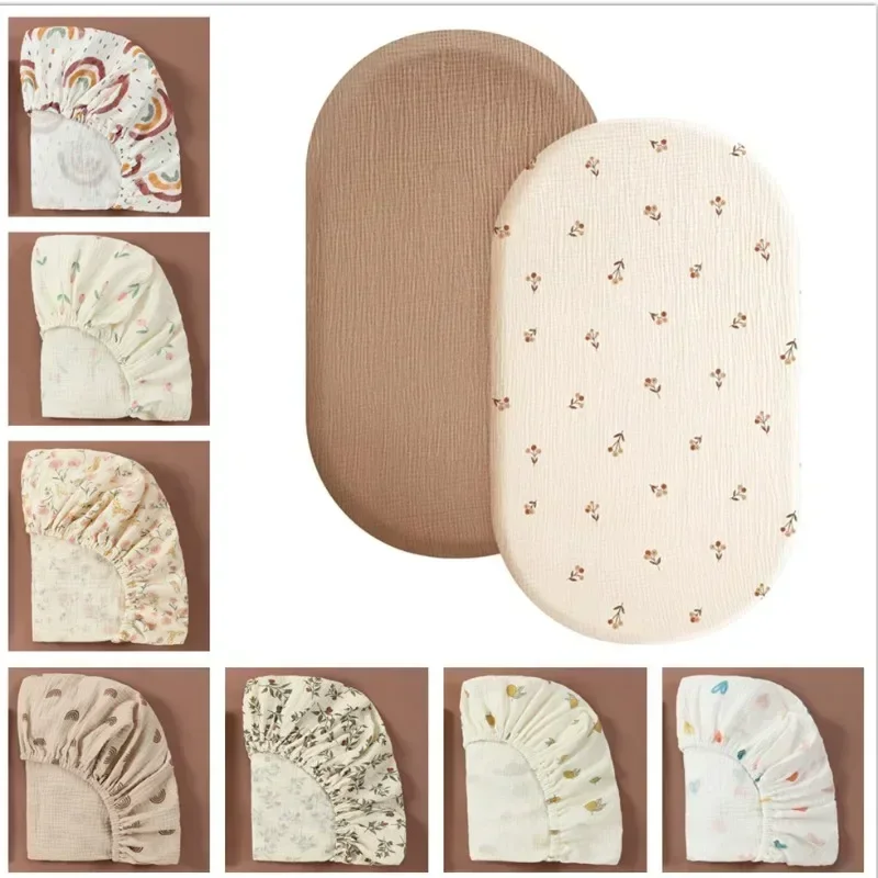 Sábana bajera para bebé, Sábana para cuna de recién nacido, muselina de algodón suave y transpirable, Sábana plana Universal de Color sólido para cuna de bebé - imagen 4