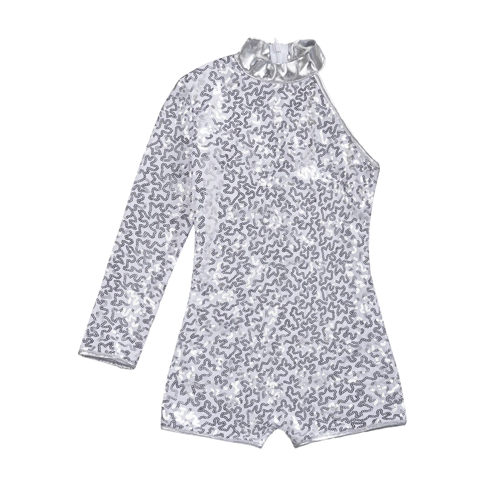 Vestido de rítmica con lentejuelas para niña – Diseño asimétrico - imagen 3