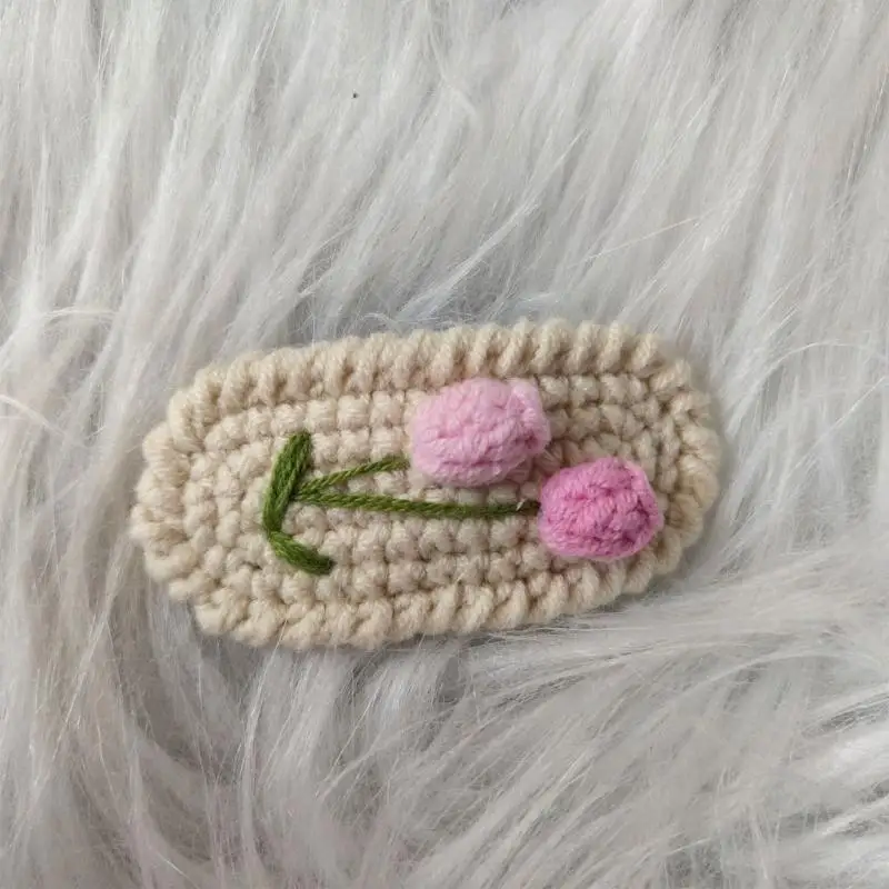 D7YD Pinza para cabello con flores para niños, horquilla hecha a mano, pasador flores hecho a mano a adición - imagen 4
