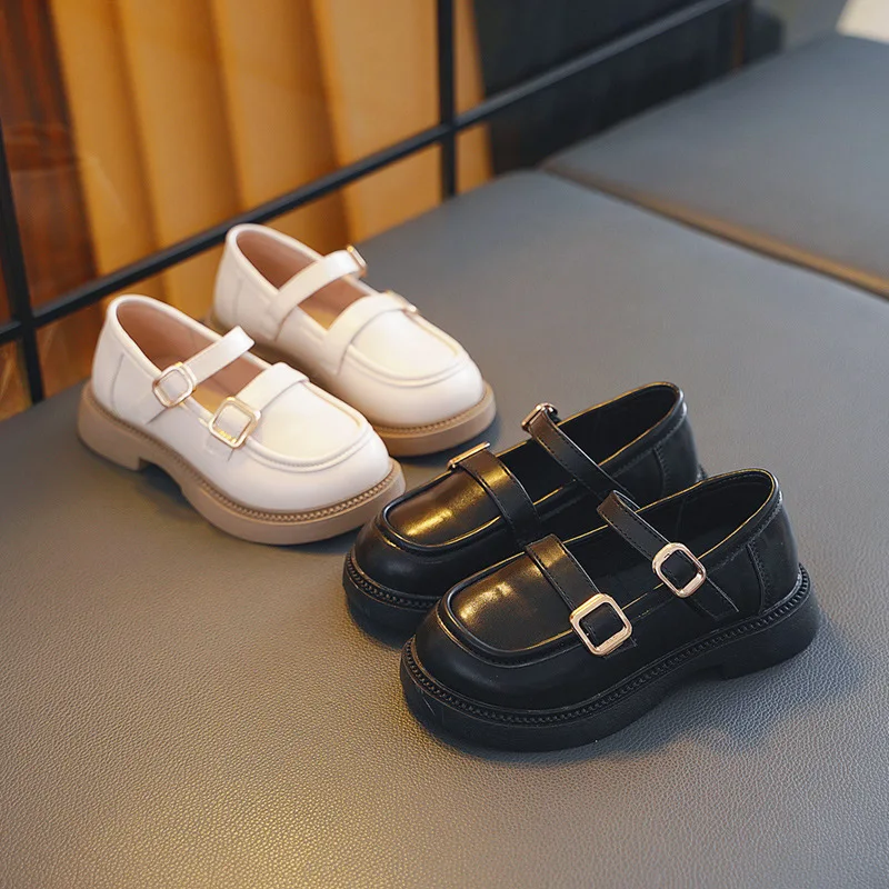 Zapatos de cuero para niños, zapatos planos para niñas pequeñas, color marrón, negro y blanco, zapatos escolares elegantes de Color Retro, primavera 2024 - imagen 4